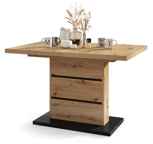 PIANO Dąb Artisan/Czarny Mat - NOWOCZESNY STÓŁ ROZKŁADANY DO 200 cm!