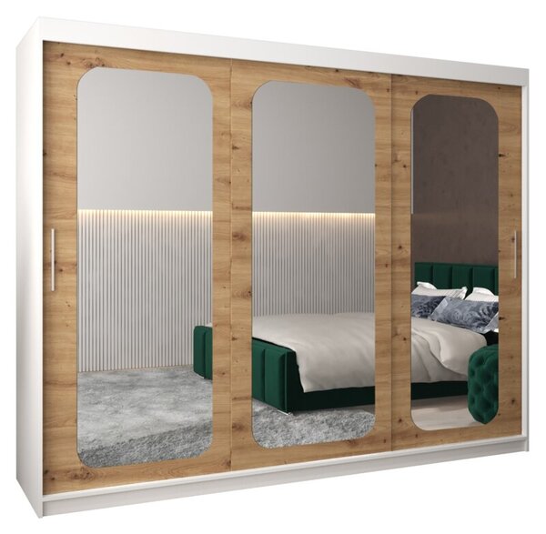 Szafa przesuwna garderoba Promo T3 250 wys. 200 cm biaÅy + artisan