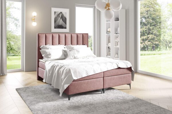 Łóżko kontynentalne pikowane Sofia 180x200 Różowe