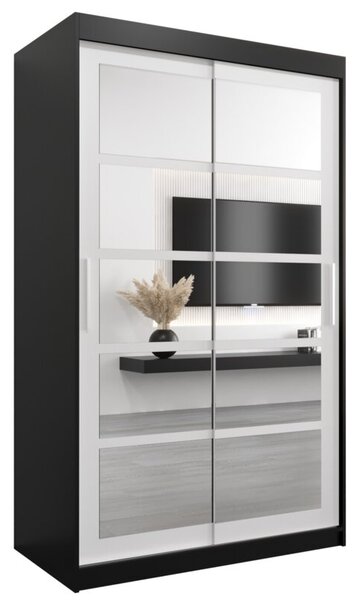 Szafa przesuwna garderoba Roma 2 120 wys. 200 cm czarny + czarny