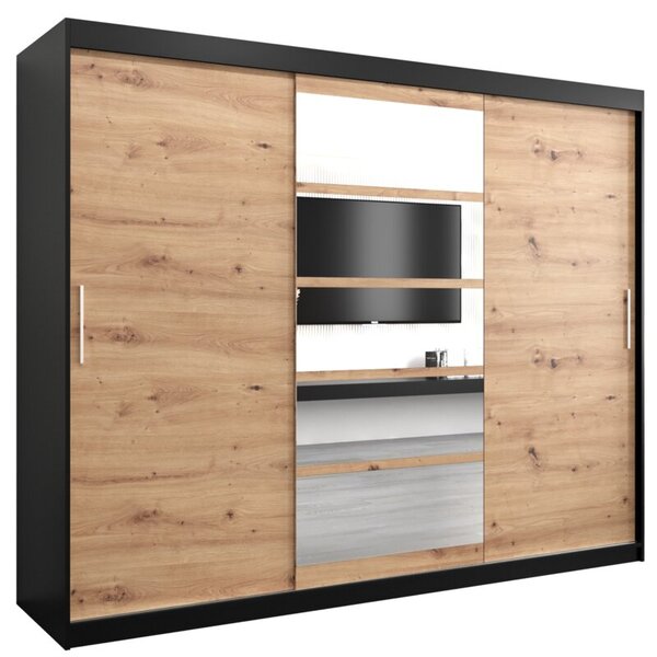 Szafa przesuwna garderoba Roma 1 250 wys. 200 cm czarny + artisan