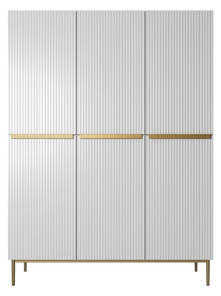 Szafa Nicole 150 cm z półkami - biały mat / złote nóżki