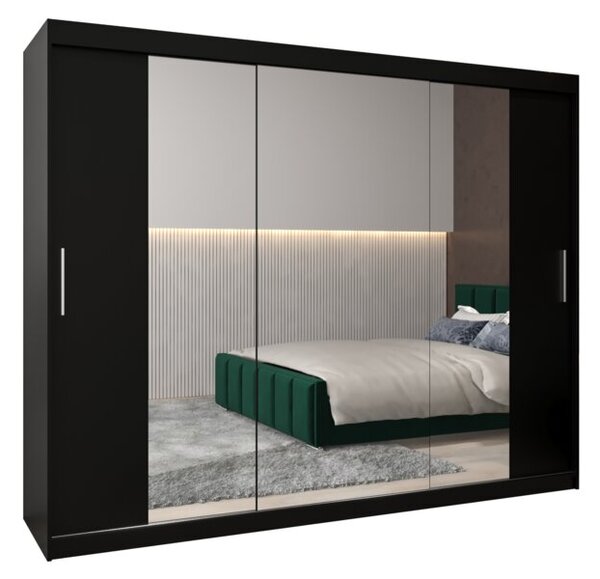 Szafa przesuwna garderoba Tokyo 2 250 wys. 200 cm czarny + czarny