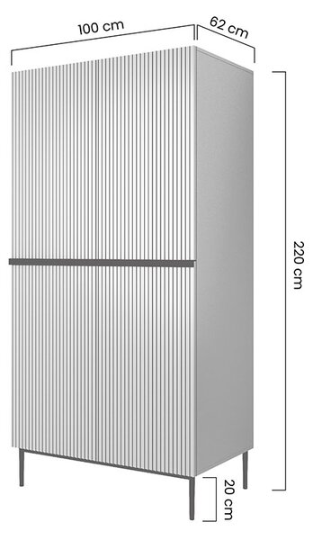 Szafa Nicole 100 cm z półkami - czarny mat / czarne nóżki