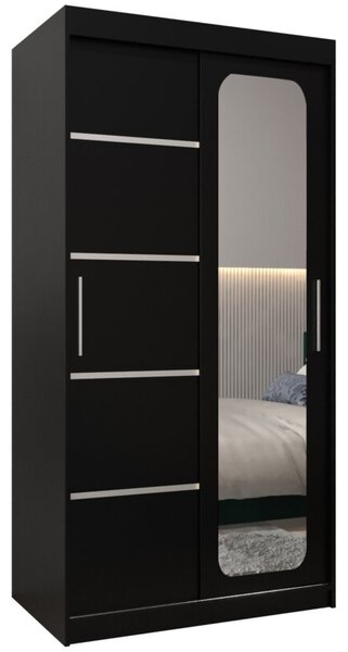 Szafa przesuwna garderoba Promo V2 100 wys. 200 cm czarny + czarny