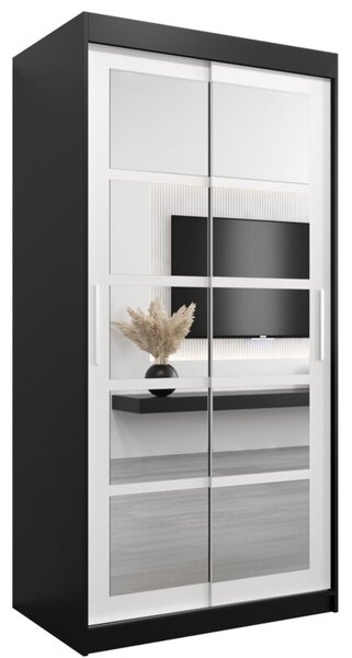 Szafa przesuwna garderoba Roma 2 100 wys. 200 cm czarny + czarny