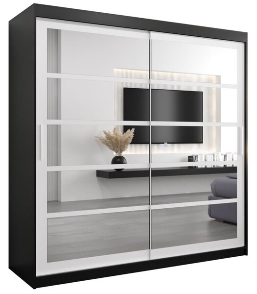 Szafa przesuwna garderoba Roma 2 200 wys. 200 cm czarny + czarny
