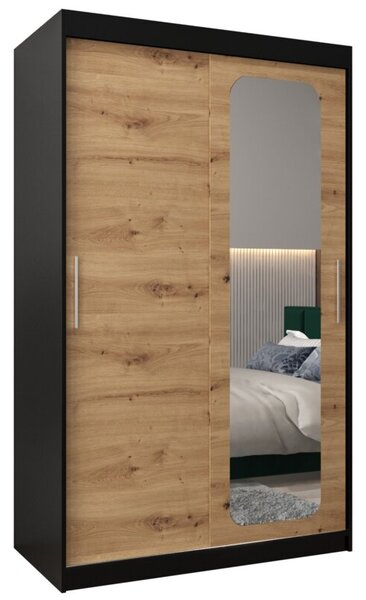 Szafa przesuwna garderoba Promo T2 120 wys. 200 cm czarny + artisan
