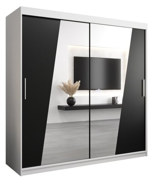 Szafa przesuwna garderoba Rhomb 200 wys. 200 cm biaÅy + czarny