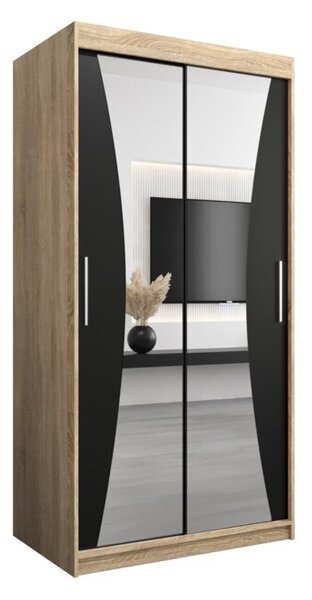 Szafa przesuwna garderoba Monaco 100 wys. 200 cm sonoma + czarny