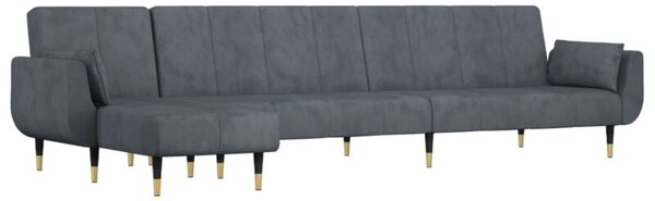 Sofa rozkÅadana l, ciemnoszara, 275x140x70 cm, aksamit
