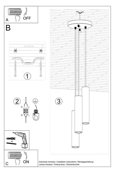Kremowa lampa wisząca ø 19,5 cm Castro – Sollux