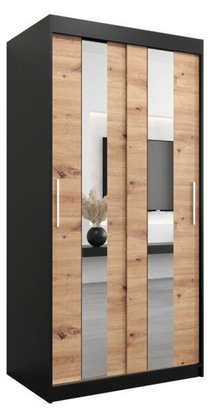 Szafa przesuwna garderoba Pole 100 wys. 200 cm czarny + artisan