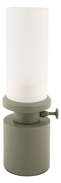 Lampa stołowa LED w kolorze khaki ze ściemniaczem i metalowo-szklanym kloszem (wysokość 29,5 cm) Camp – Leitmotiv