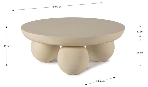 Beżowy okrągły stolik z litego drewna mango ø 90 cm Ailen – MOME