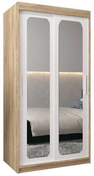 Szafa przesuwna garderoba Promo T3 100 wys. 200 cm sonoma + biaÅy