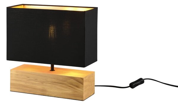 Czarno-naturalna lampa stołowa z tekstylnym kloszem (wysokość 30 cm) Woody – Reality