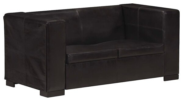 2-osobowa sofa z czarnej skóry naturalnej - Exea 2Q