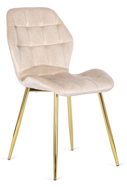 Beżowe krzesło welurowe w stylu glamour - Edro 4X