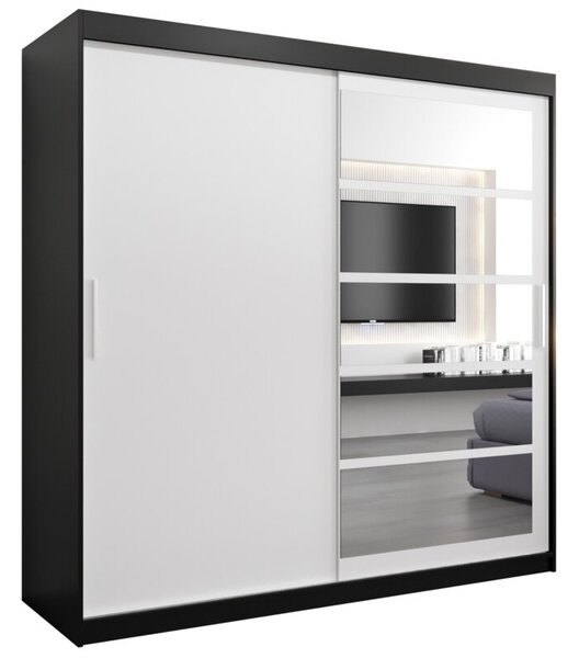 Szafa przesuwna garderoba Roma 1 200 wys. 200 cm czarny + czarny
