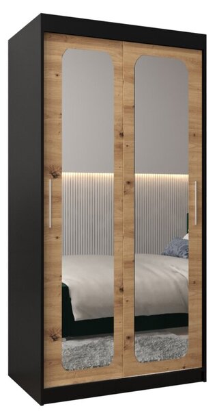 Szafa przesuwna garderoba Promo T3 100 wys. 200 cm czarny + artisan