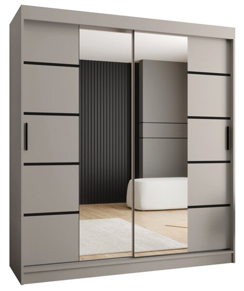 Szafa przesuwna z lustrem garderoba Rubino V4 180 wys. 200 cm kaszmir
