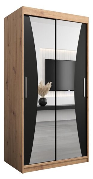 Szafa przesuwna garderoba Monaco 100 wys. 200 cm artisan + czarny