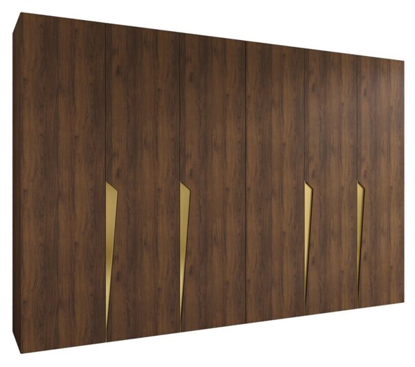 Szafa uchylna otwierana Piano 1 300 (2x150) wys. 202 cm orzech warmia + u. zÅoty