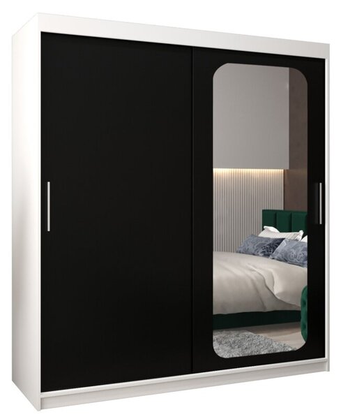 Szafa przesuwna garderoba Promo T2 180 wys. 200 cm biaÅy + czarny
