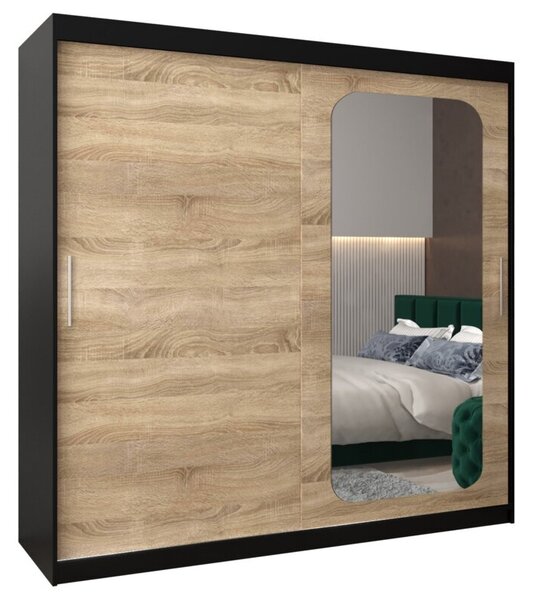 Szafa przesuwna garderoba Promo T2 200 wys. 200 cm czarny + sonoma