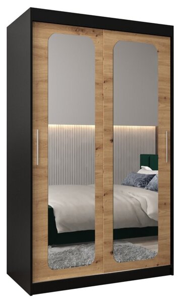 Szafa przesuwna garderoba Promo T3 120 wys. 200 cm czarny + artisan