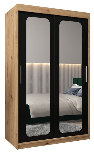 Szafa przesuwna garderoba Promo T3 120 wys. 200 cm artisan + czarny
