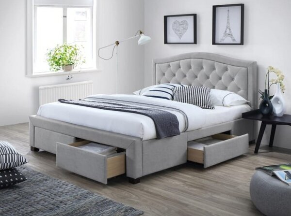 Łóżko tapicerowane z szufladami szare ELECTRA 160x200 Signal ELECTRA160SZ ELECTRA160SZ, Materac: Bez materaca