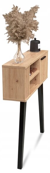 Konsola "LAMELLO" dąb artisan 80cm, bukowe czarne nóżki