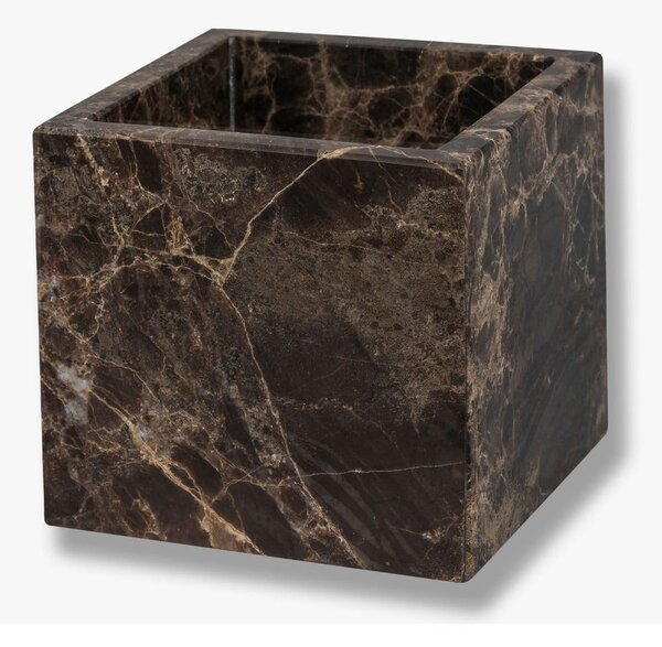 Ciemnobrązowy marmurowy organizer łazienkowy na waciki Marble – Mette Ditmer Denmark