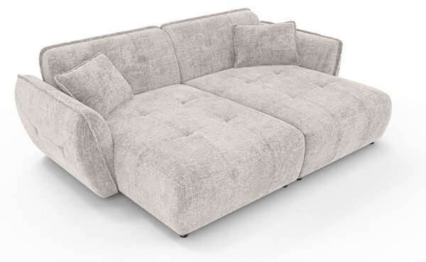 Beżowa sofa z tkaniny szenilowej z szezlongiem 252 cm Nelia Big – Ropez