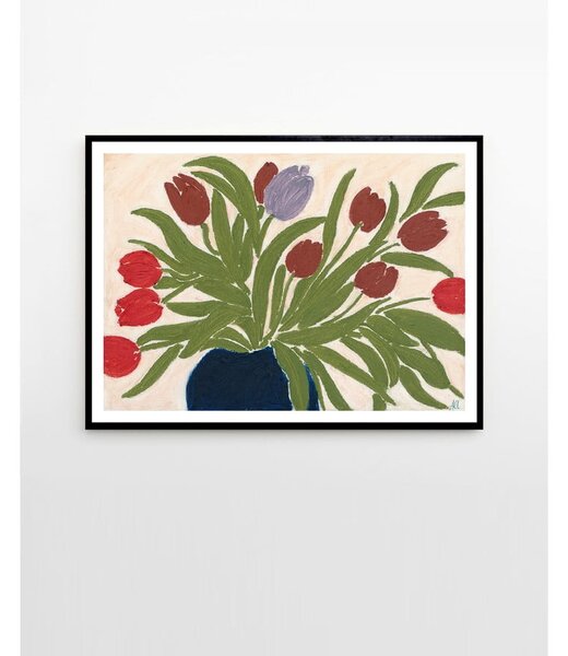 Plakat 70x50 cm Tulips in a Blue Vase – Anine Cecilie Iversen – The Poster Club