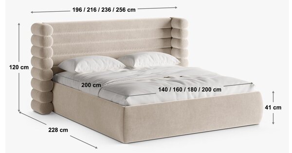 Niebieskie tapicerowane łóżko dwuosobowe ze schowkiem i stelażem 160x200 cm Mount – Micadoni