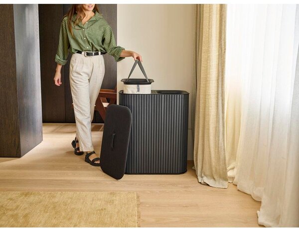 Czarny bambusowy kosz na pranie 2x45 l Tota Luxe – Joseph Joseph