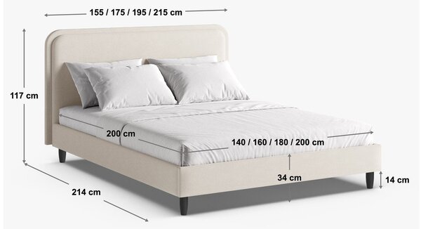 Ceglaste tapicerowane łóżko dwuosobowe ze stelażem 180x200 cm Aveline – Micadoni