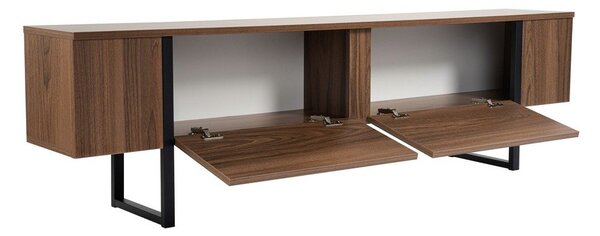 Szafka pod TV w dekorze orzecha w ciemnym naturalnym kolorze 180x50x29,5 cm Serenity – Kalune Design