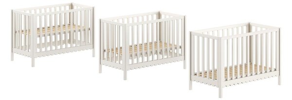 Beżowe łóżeczko z litego drewna sosnowego z regulowaną wysokością 60x120 cm Swingo – Vipack