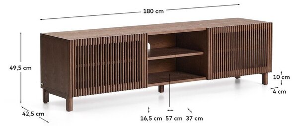 Ciemnobrązowa szafka pod TV w dekorze orzecha 180x49,5x42,5 cm Beyla – Kave Home