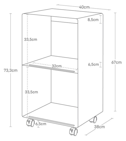 Czarny metalowy regał na kółkach 40x73x38 cm Tower – YAMAZAKI
