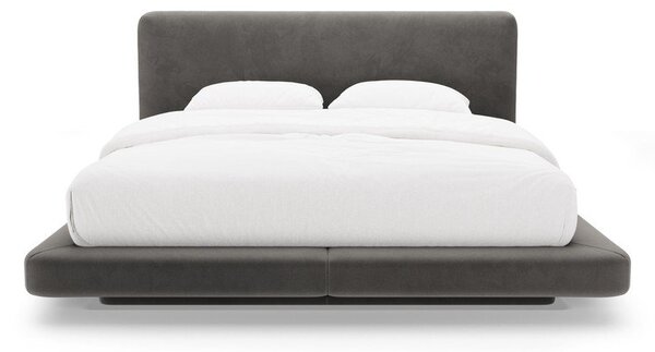 Ciemnoszare tapicerowane łóżko dwuosobowe 140x200 cm Linea – Micadoni