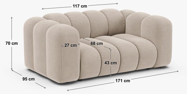 Ciemnoniebieska sofa z tkaniny szenilowej 170 cm Lupine – Micadoni