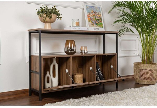 Konsola w dekorze orzecha w ciemnym naturalnym kolorze 29,5x120 cm Solace – Kalune Design