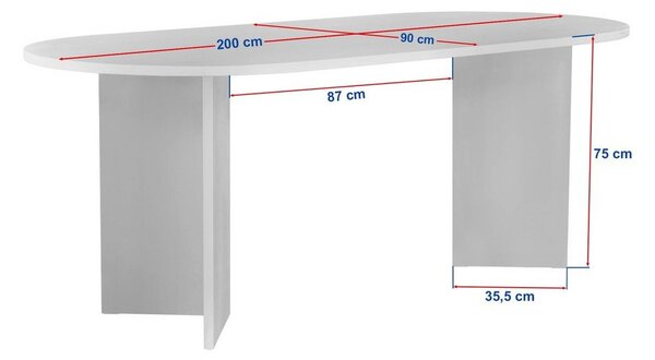 Stół z matowym wykończeniem 90x200 cm Sabella – Kalune Design