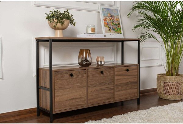 Konsola w dekorze orzecha w ciemnym naturalnym kolorze 29,5x120 cm Solace – Kalune Design