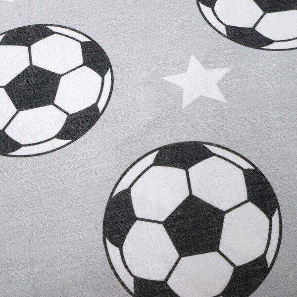 Szare flanelowe prześcieradło dziecięce dwuosobowe z gumką 135x190 cm Football Stars – Catherine Lansfield